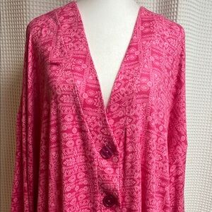 The Pioneer Woman Pink Blouson Sleeve Cardigan long sleeve button front closure